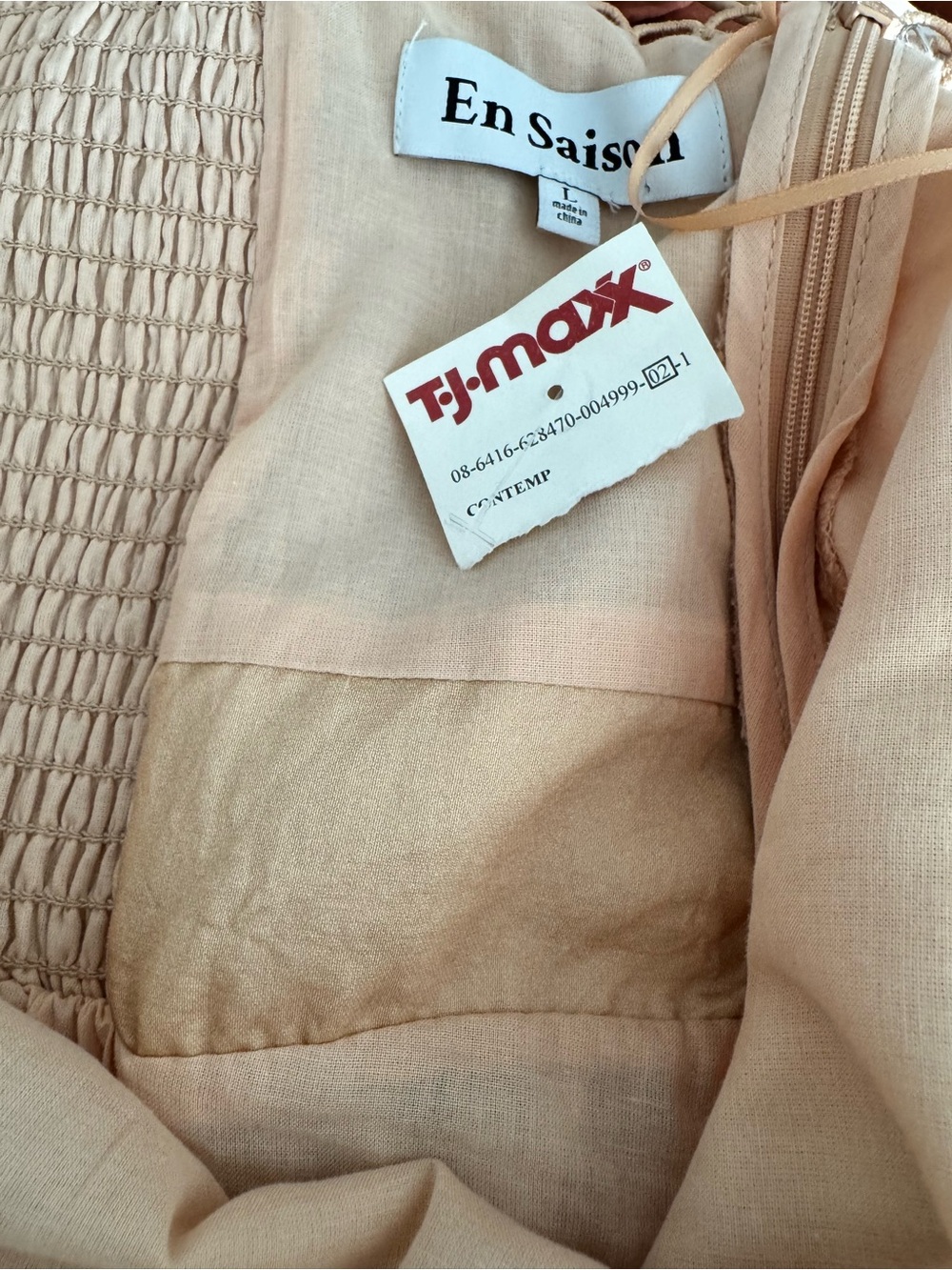 En Saison Peach Tiered Spaghetti Strap Dress Size L - Picture 6 of 8
